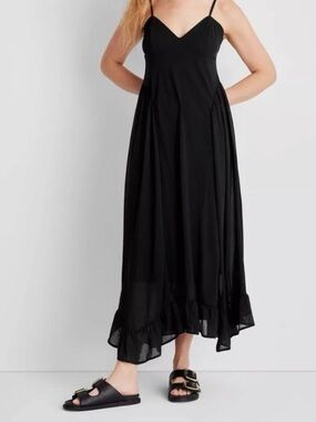Target Black Ruffled-Hem Spaghetti Strap Maxi Dress